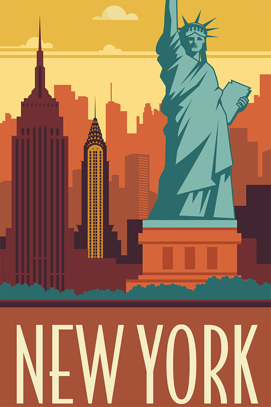 New York American Vintage Travel Landspace Toursim Poster Wall Art Print Home Wall Decor - xonomax