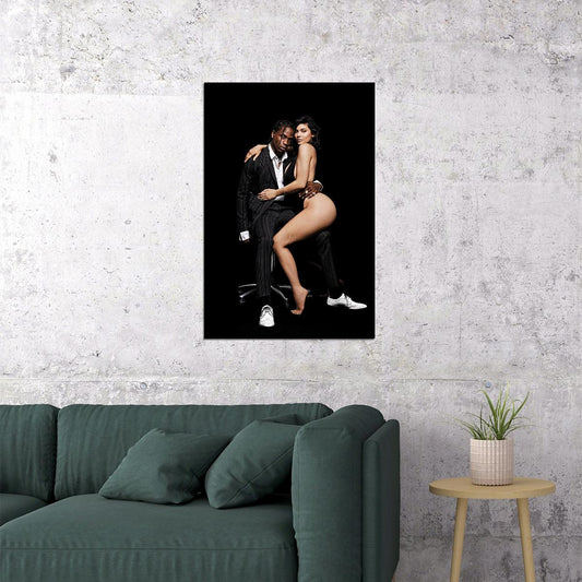 Kylie Jenner Travis Scott Sexy Girl Fashion Rap Music Star Poster Wall Art Print Home Wall Decor - xonomax