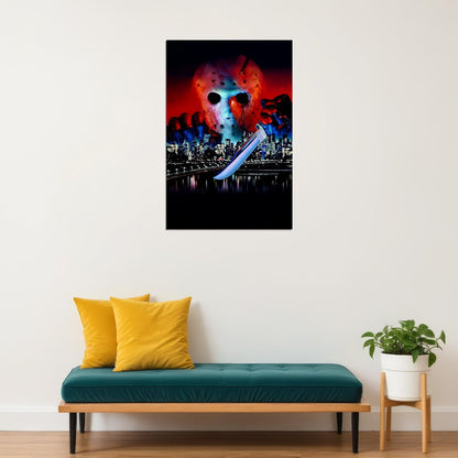 Jason Takes Manhattan Friday The 13th Horror Movie Poster Wall Art Print Home Wall Decor - xonomax