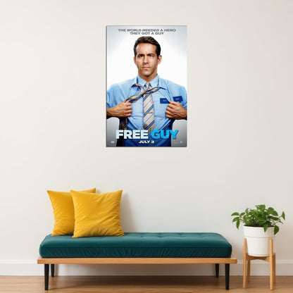 Free Guy 2020 Movie They Got A Guy Action Comedy Poster Wall Art Print Home Wall Decor - xonomax