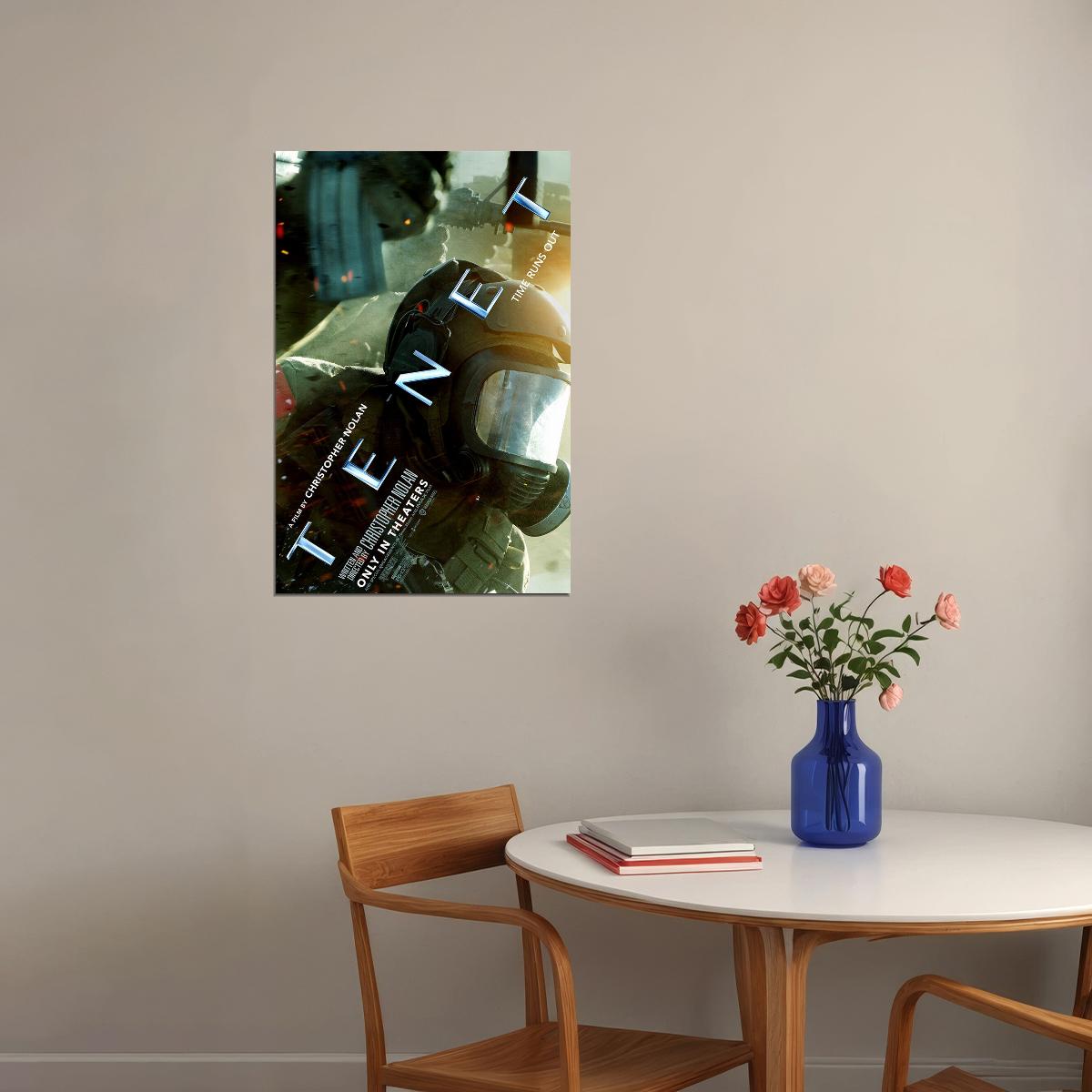 Tenet Movie 2020 Time Runs Out Action Thriller Poster Wall Art Print Home Wall Decor - xonomax