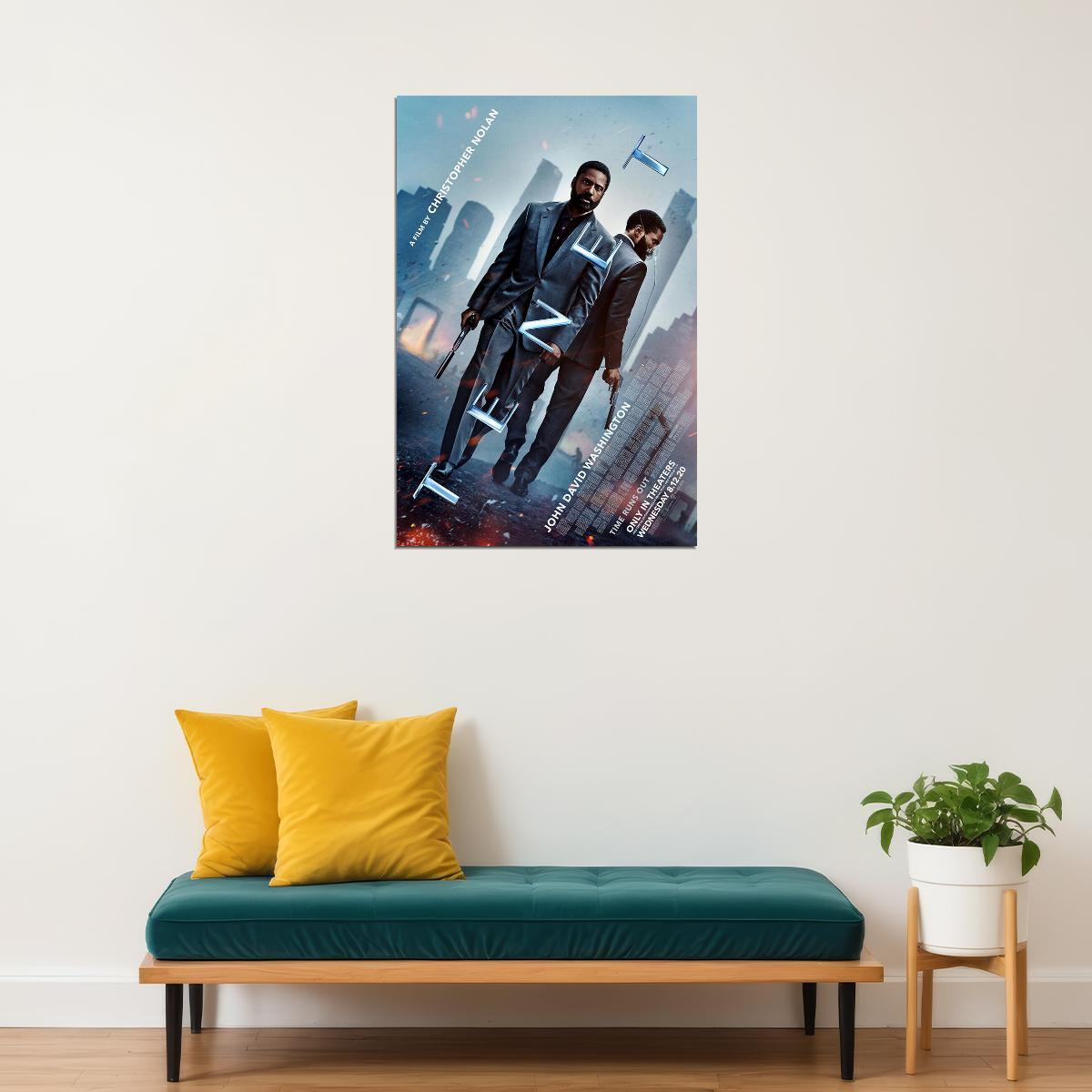 Tenet Movie 2020 Time Runs Out Thriller Poster Wall Art Print Home Wall Decor - xonomax