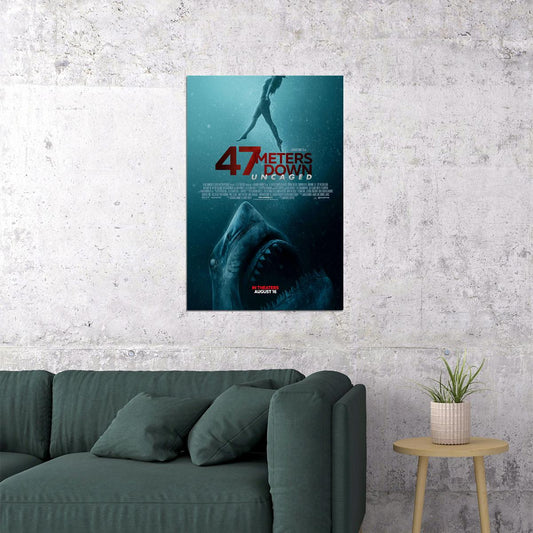 47 Meters Down Uncaged Movie 2020 Shark Poster Wall Art Print Home Wall Decor - xonomax