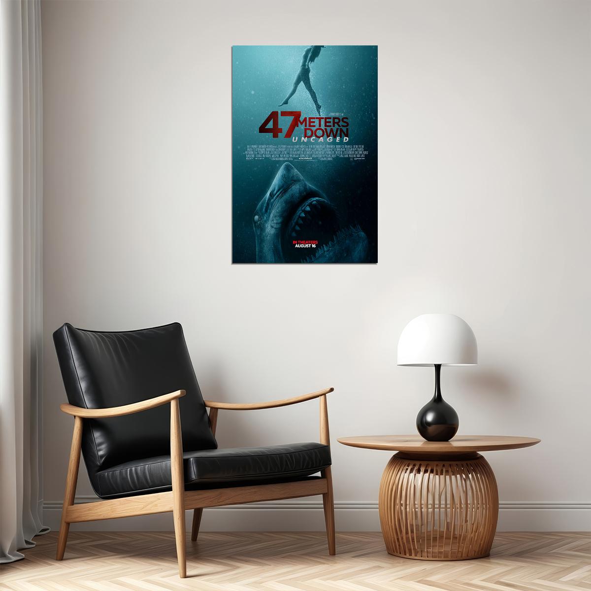 47 Meters Down Uncaged Movie 2020 Shark Poster Wall Art Print Home Wall Decor - xonomax