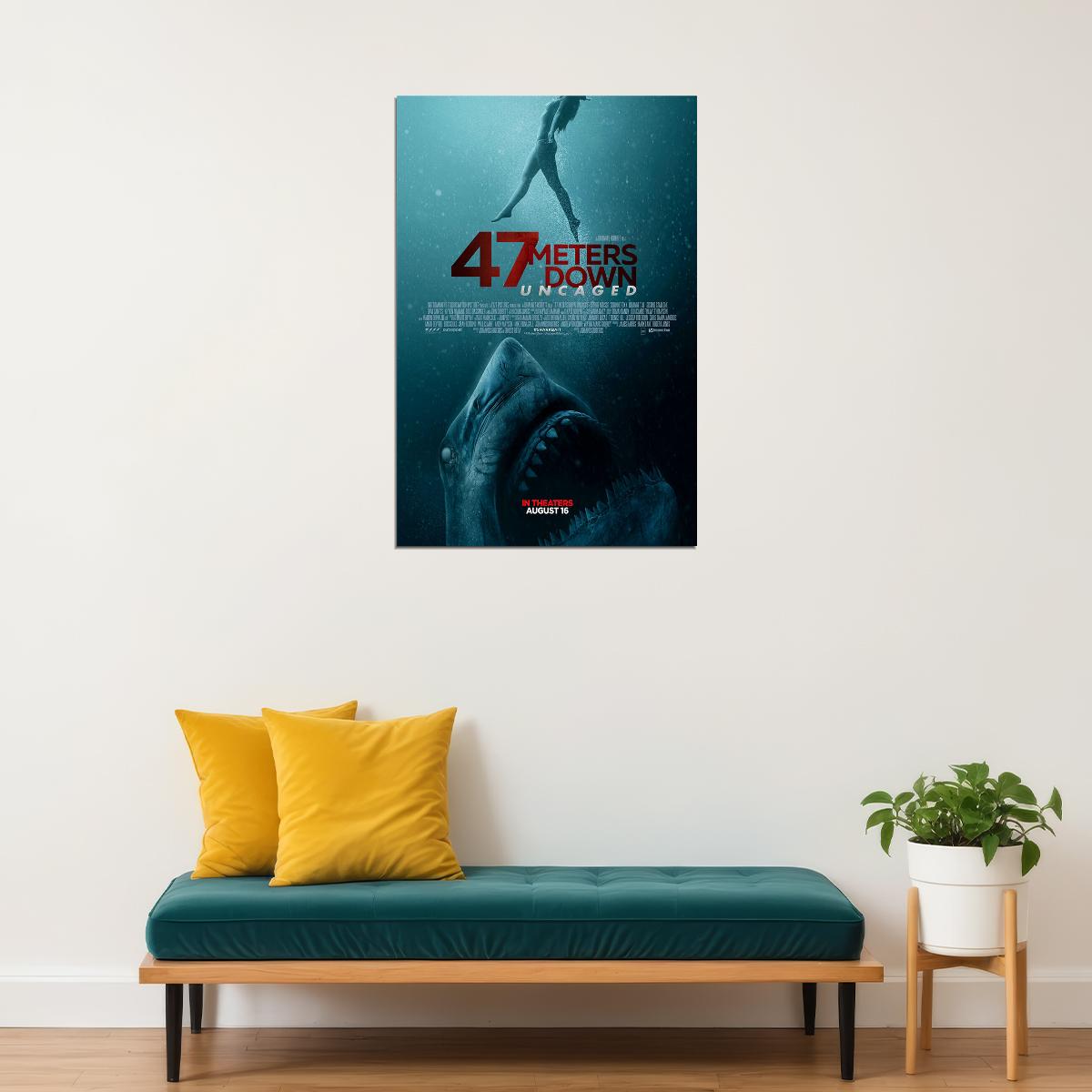 47 Meters Down Uncaged Movie 2020 Shark Poster Wall Art Print Home Wall Decor - xonomax