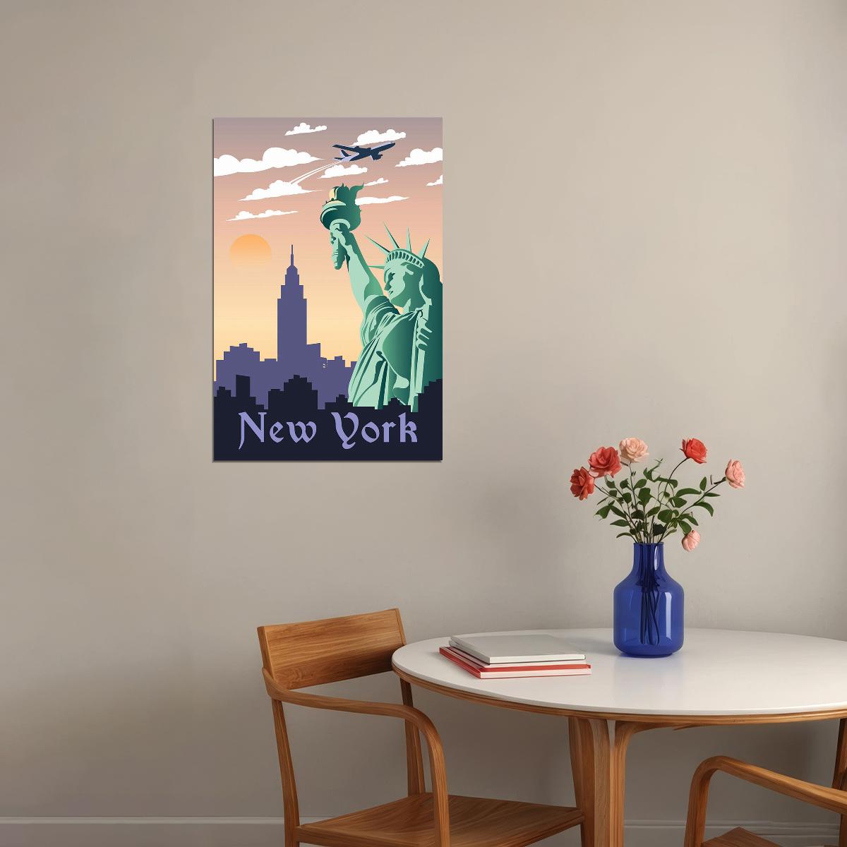 Minimalist Visit New York Travel City Poster Wall Art Print Home Wall Decor - xonomax