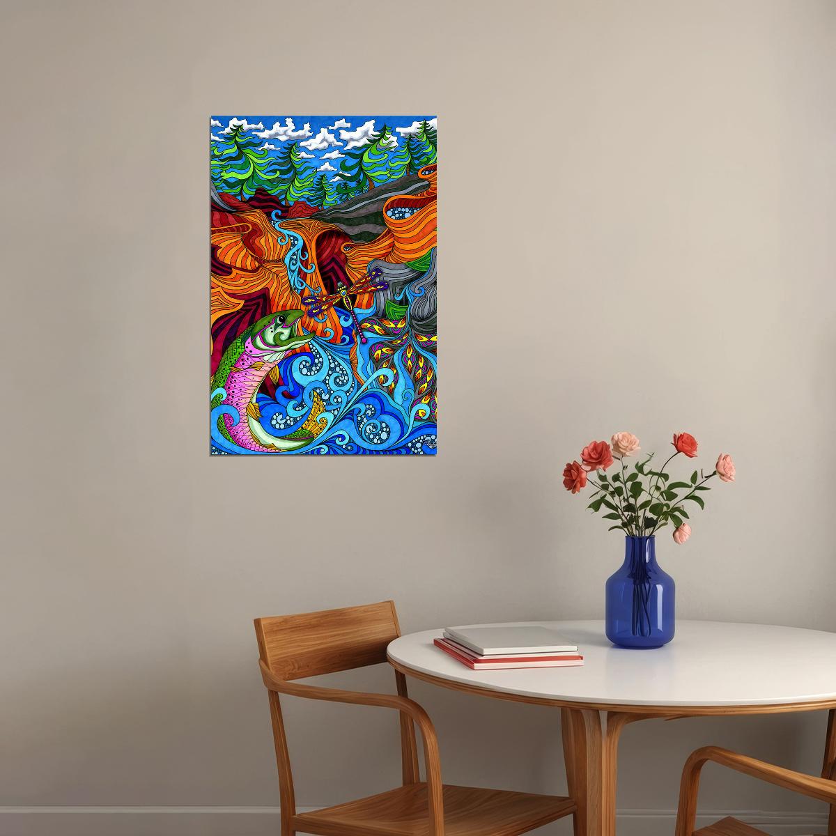 Psychedelic Abstract Colors Pattern Poster Wall Art Print Home Wall Decor - xonomax
