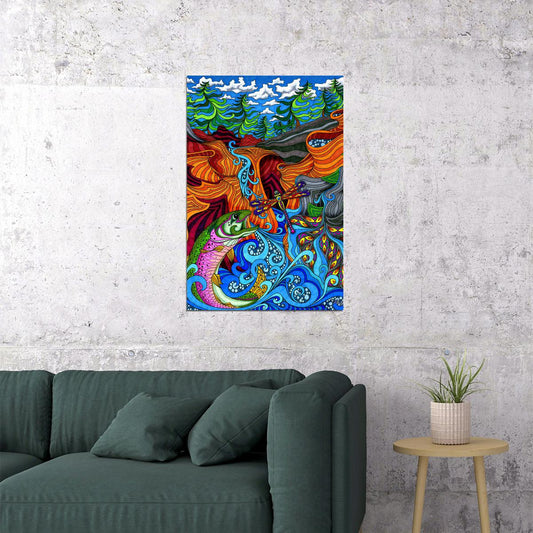 Psychedelic Abstract Colors Pattern Poster Wall Art Print Home Wall Decor - xonomax