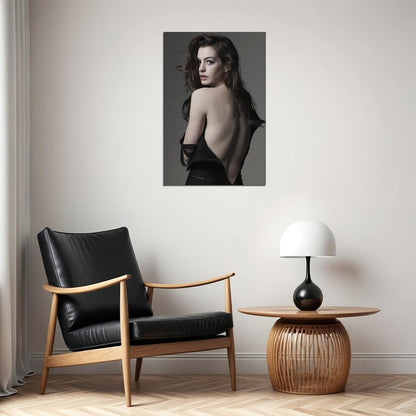 Anne Hathaway American Singer Posing With Open Back Poster Wall Art Print Home Wall Decor - xonomax