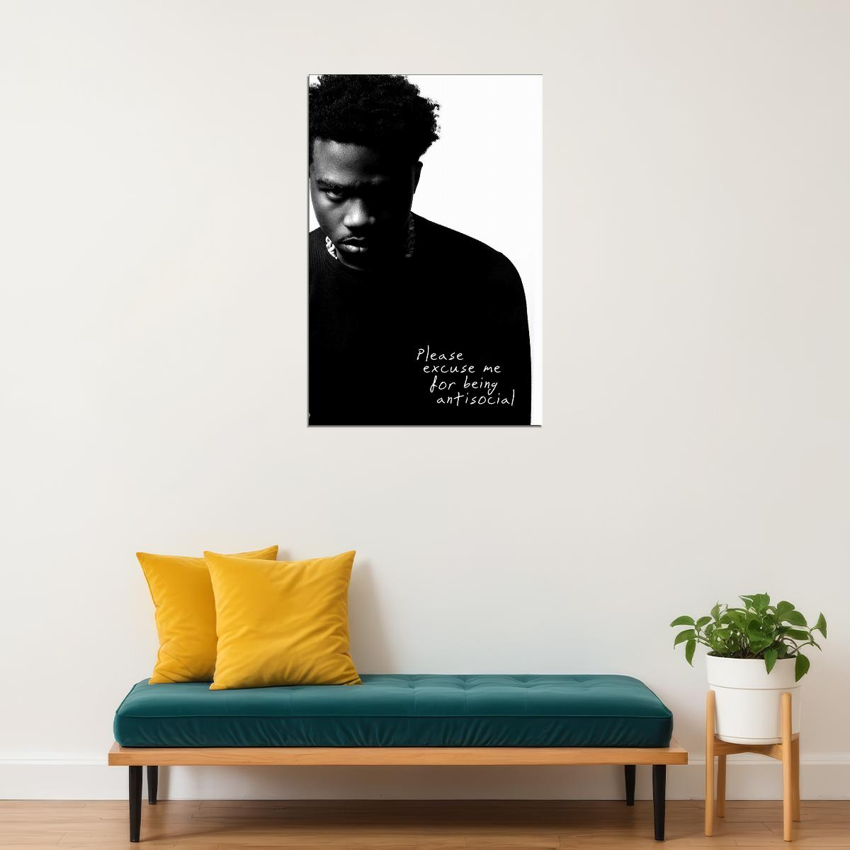 Roddy Ricch Please Excuse Me For Being Antisocial Rap Album Poster Wall Art Print Home Wall Decor - xonomax