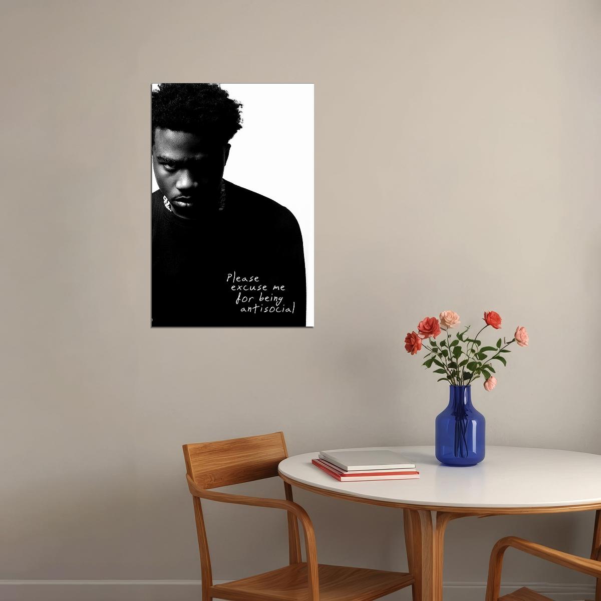 Roddy Ricch Please Excuse Me For Being Antisocial Rap Album Poster Wall Art Print Home Wall Decor - xonomax