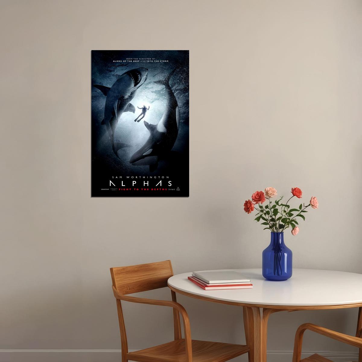 Alphas Movie 2020 Shark Sam Worthington Poster Wall Art Print Home Wall Decor - xonomax