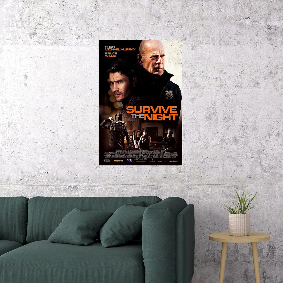 Survive The Night 2020 Movie Action Drama Thriller Poster Wall Art Print Home Wall Decor