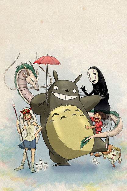 Totoro Princess Spirited Away Studio Ghibli Poster Wall Art Print Home Wall Decor