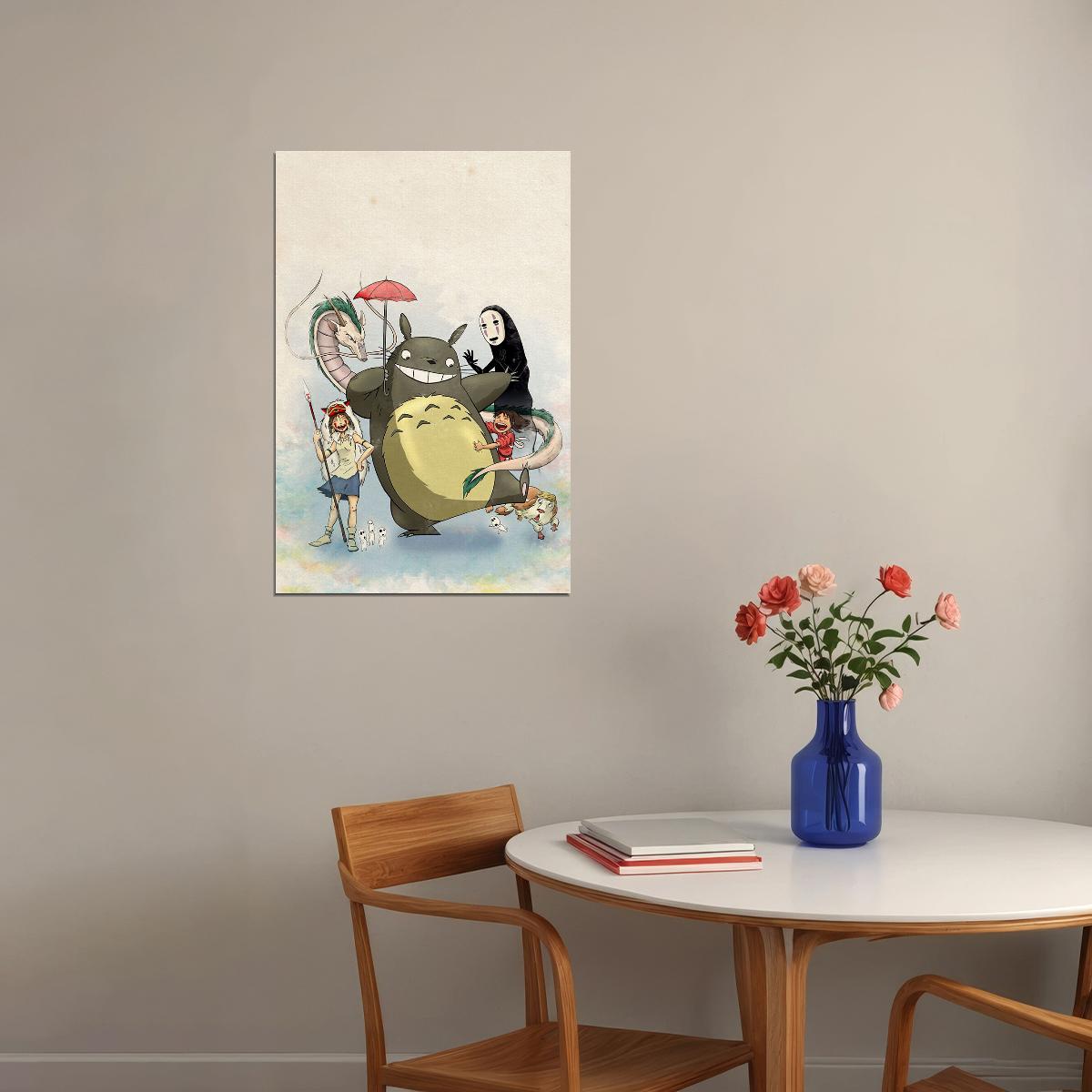 Totoro Princess Spirited Away Studio Ghibli Poster Wall Art Print Home Wall Decor