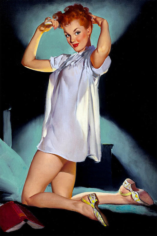 Quick Change Vintage Style Elvgren Girl On The Bed Poster Wall Art Print Home Wall Decor - xonomax