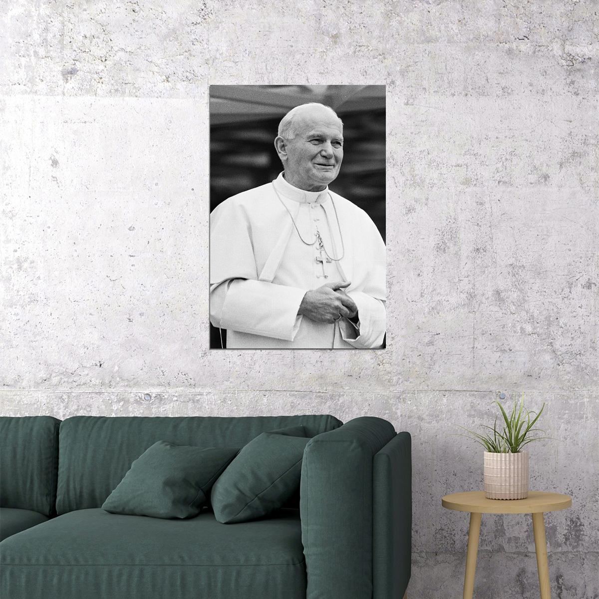 Portrait Of Pope John Paul Ii Religious Leader Poster Wall Art Print Home Wall Decor - xonomax