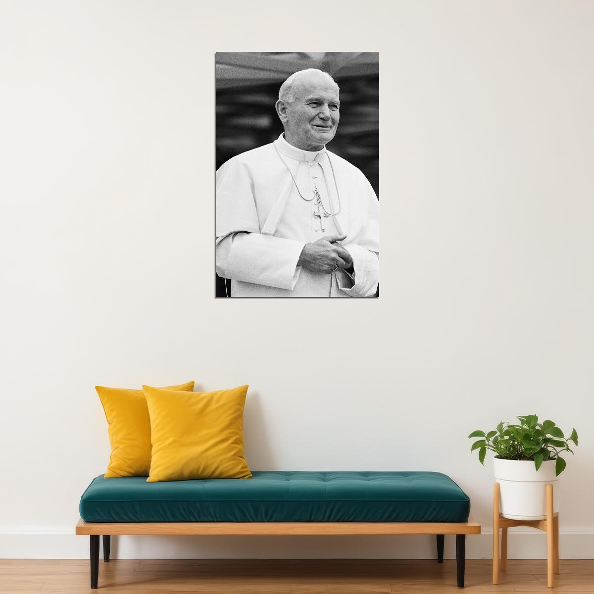 Portrait Of Pope John Paul Ii Religious Leader Poster Wall Art Print Home Wall Decor - xonomax