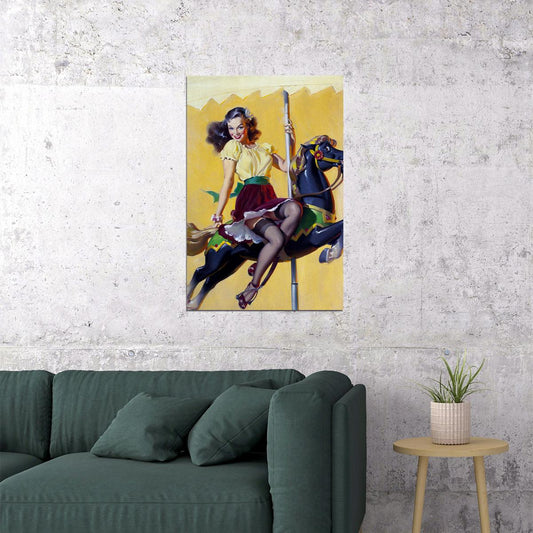 Gil Elvgren Style Female Model Portrait Vintage Poster Wall Art Print Home Wall Decor - xonomax