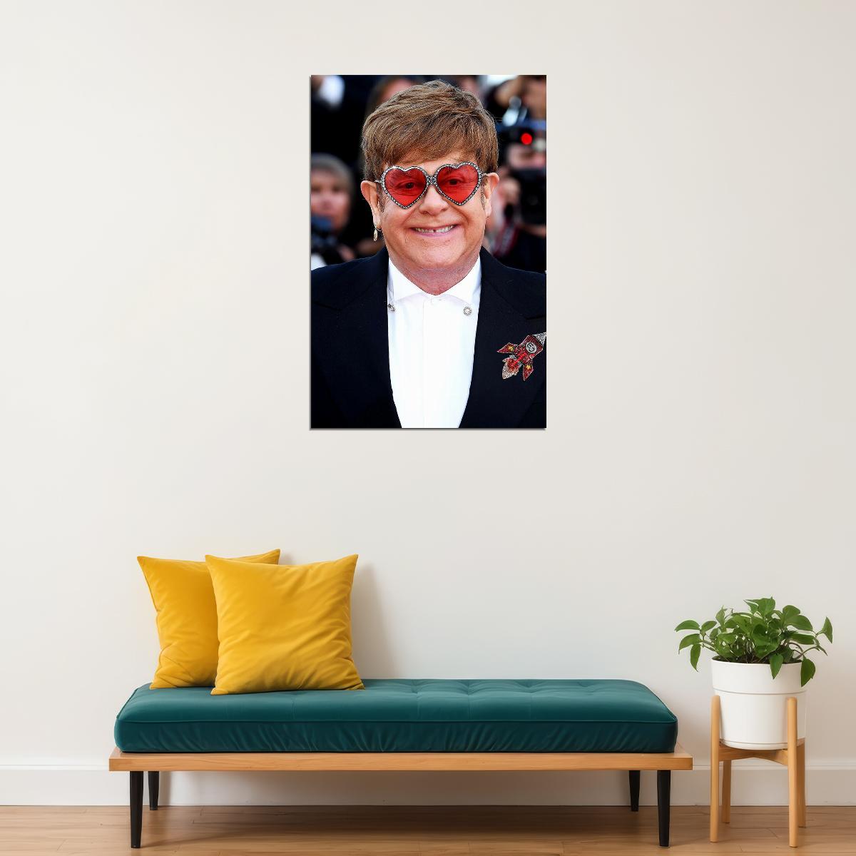 Portrait Of Elton John Singer Composer Poster Wall Art Print Home Wall Decor - xonomax