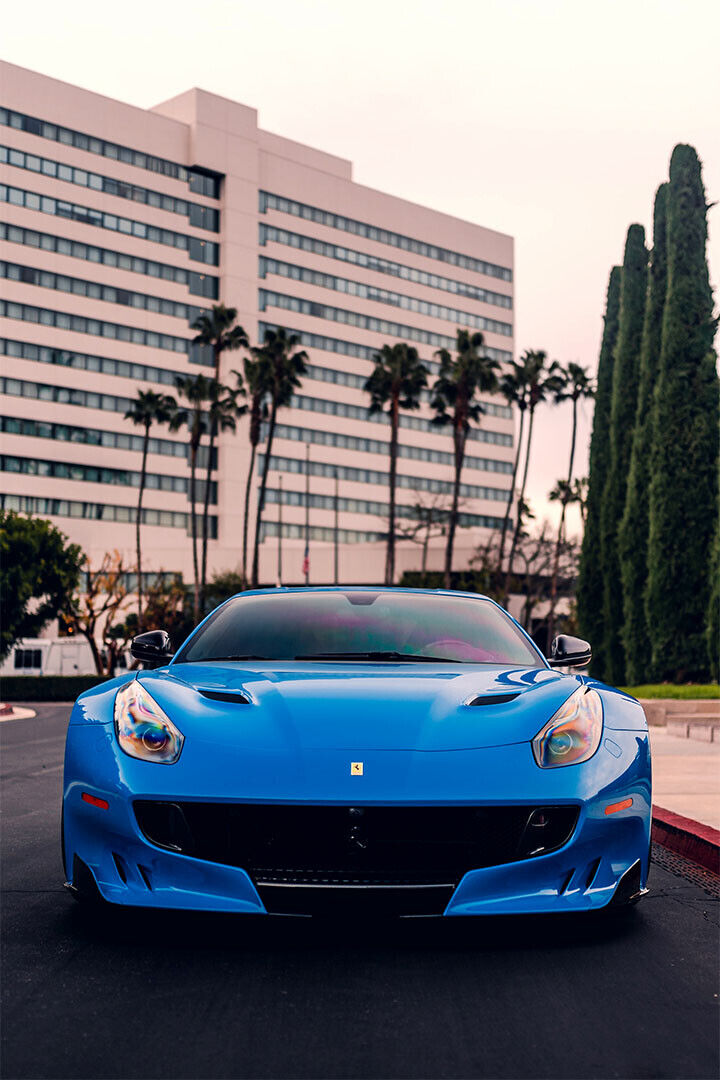 Ferrari F12 Blue Sports Automobile Front View Poster Wall Art Print Home Wall Decor - xonomax