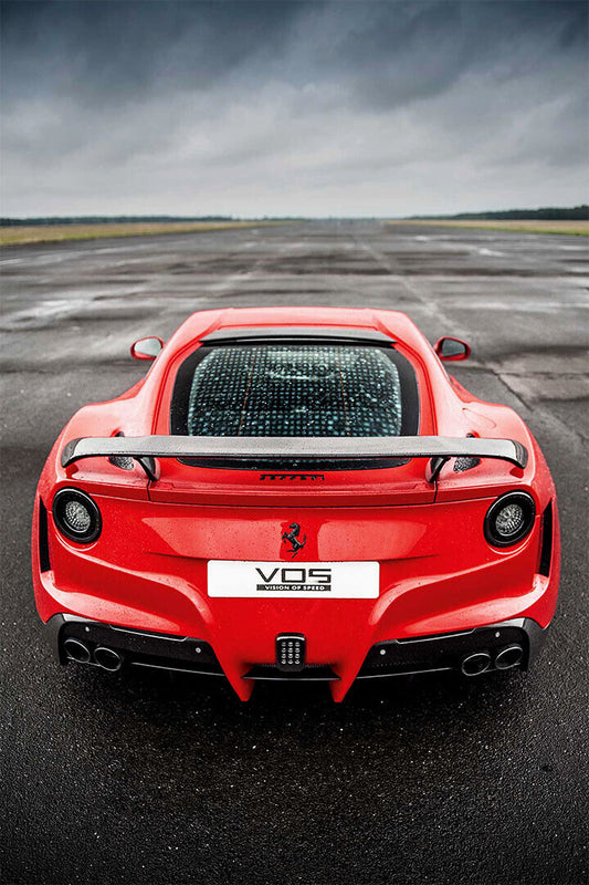 Ferrari F12 Red Sports Car Stands On The Road Poster Wall Art Print Home Wall Decor - xonomax