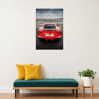 Ferrari F12 Red Sports Car Stands On The Road Poster Wall Art Print Home Wall Decor - xonomax
