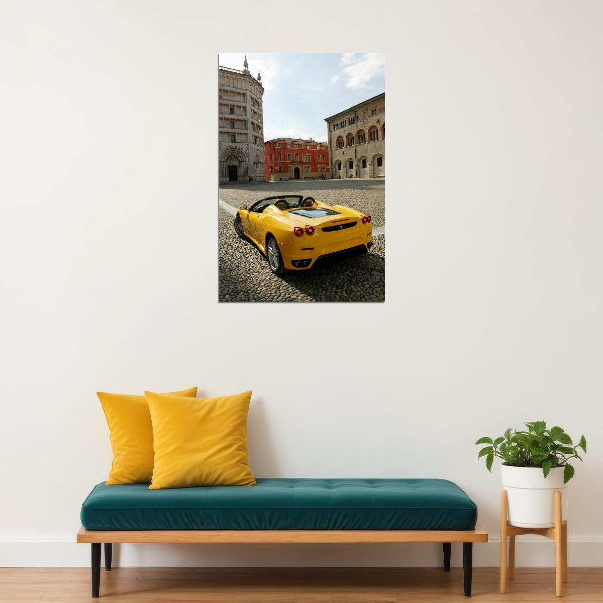 Yellow Sport Automobile Ferrari Land Vehicle Poster Wall Art Print Home Wall Decor - xonomax