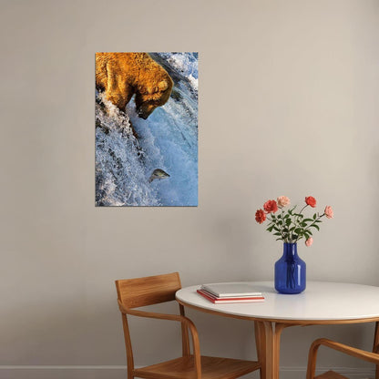 Salmon Jumping In Brooks Falls Nature Poster Wall Art Print Home Wall Decor - xonomax