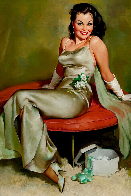 1960's Elvgren Style Female Model Portrait Vintage Poster Wall Art Print Home Wall Decor - xonomax