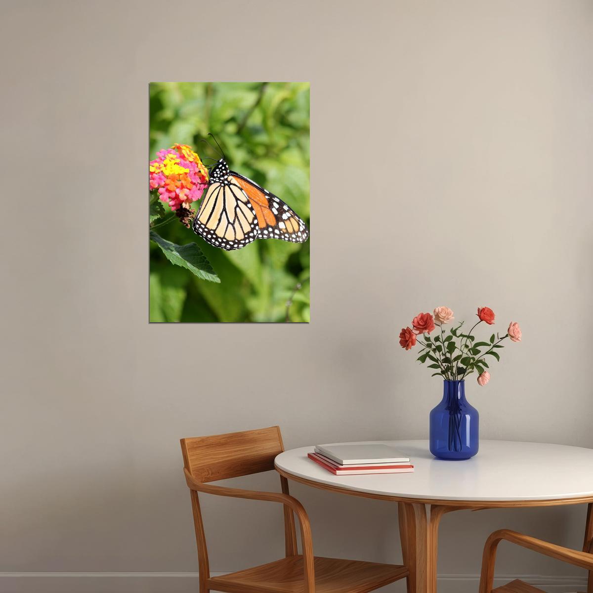 Monarch Butterfly On Yellow Flower Picture Poster Wall Art Print Home Wall Decor - xonomax