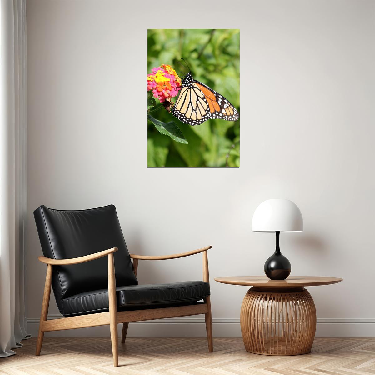 Monarch Butterfly On Yellow Flower Picture Poster Wall Art Print Home Wall Decor - xonomax