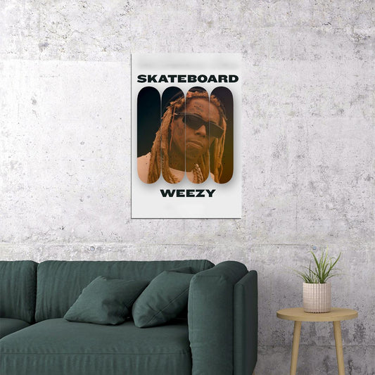 Lil Wayne Skateboard Weezy Music Poster Wall Art Print Home Wall Decor - xonomax