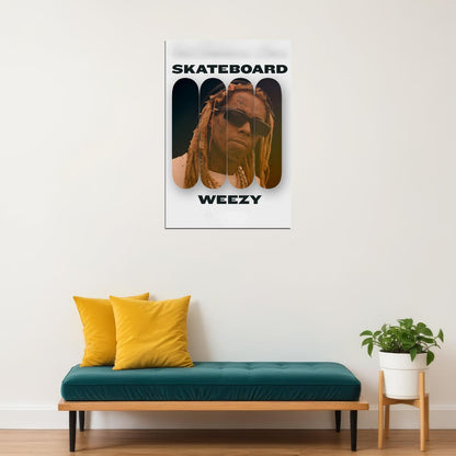 Lil Wayne Skateboard Weezy Music Poster Wall Art Print Home Wall Decor - xonomax