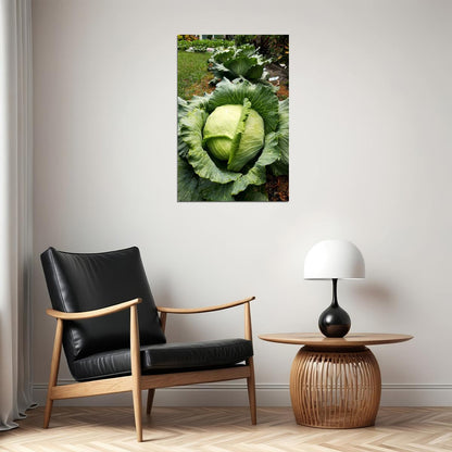 Cabbages Plant With Dense Leaves In The Garden Poster Wall Art Print Home Wall Decor - xonomax