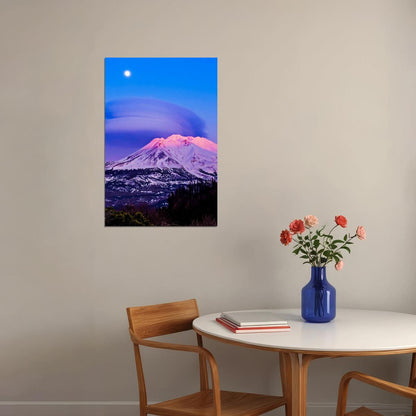 Under The Round Cloud Mt. Shasta Landscape Poster Wall Art Print Home Wall Decor - xonomax