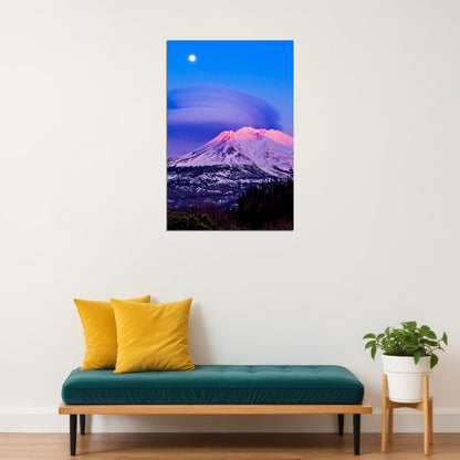Under The Round Cloud Mt. Shasta Landscape Poster Wall Art Print Home Wall Decor - xonomax