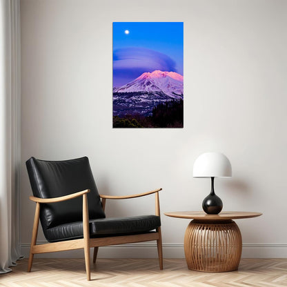 Under The Round Cloud Mt. Shasta Landscape Poster Wall Art Print Home Wall Decor - xonomax