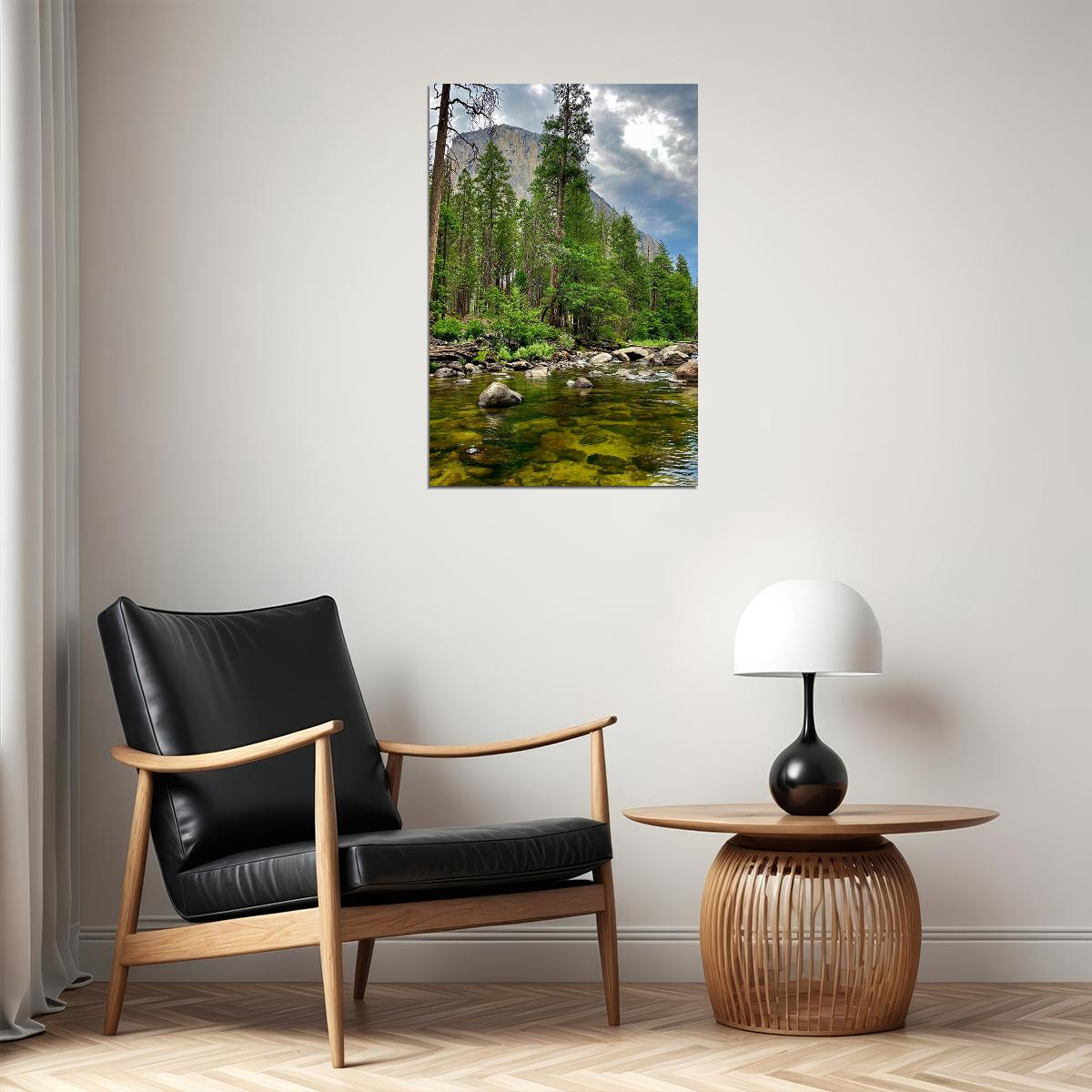 Merced River In Yosemite Landscape Picture Poster Wall Art Print Home Wall Decor - xonomax