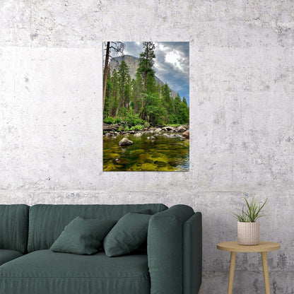 Merced River In Yosemite Landscape Picture Poster Wall Art Print Home Wall Decor - xonomax