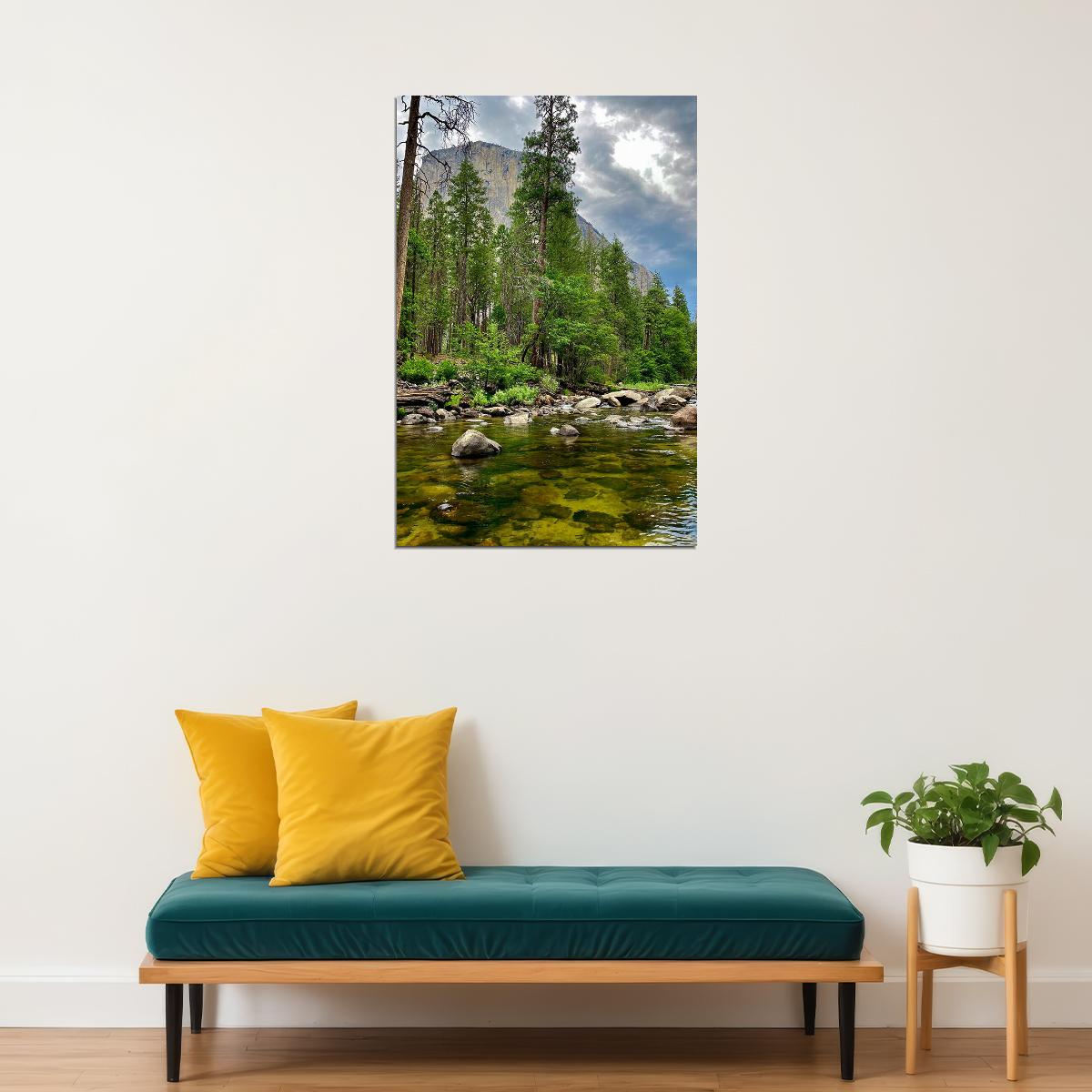 Merced River In Yosemite Landscape Picture Poster Wall Art Print Home Wall Decor - xonomax