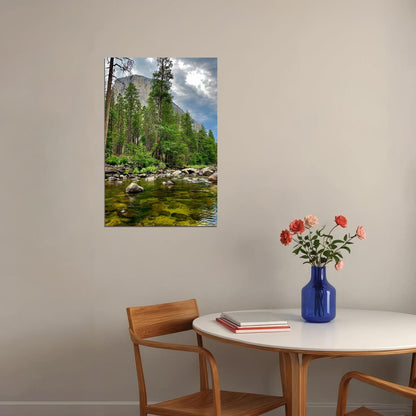 Merced River In Yosemite Landscape Picture Poster Wall Art Print Home Wall Decor - xonomax