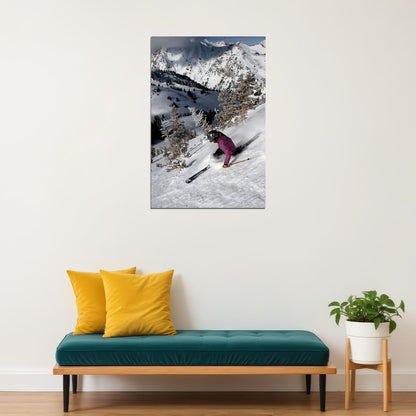 Skier Does Sports At Brighton Ski Area Poster Wall Art Print Home Wall Decor - xonomax