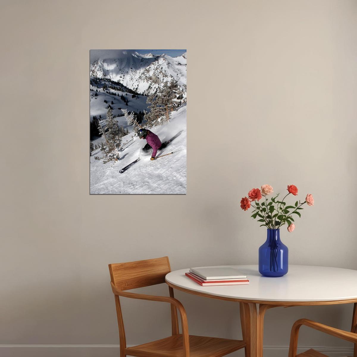 Skier Does Sports At Brighton Ski Area Poster Wall Art Print Home Wall Decor - xonomax
