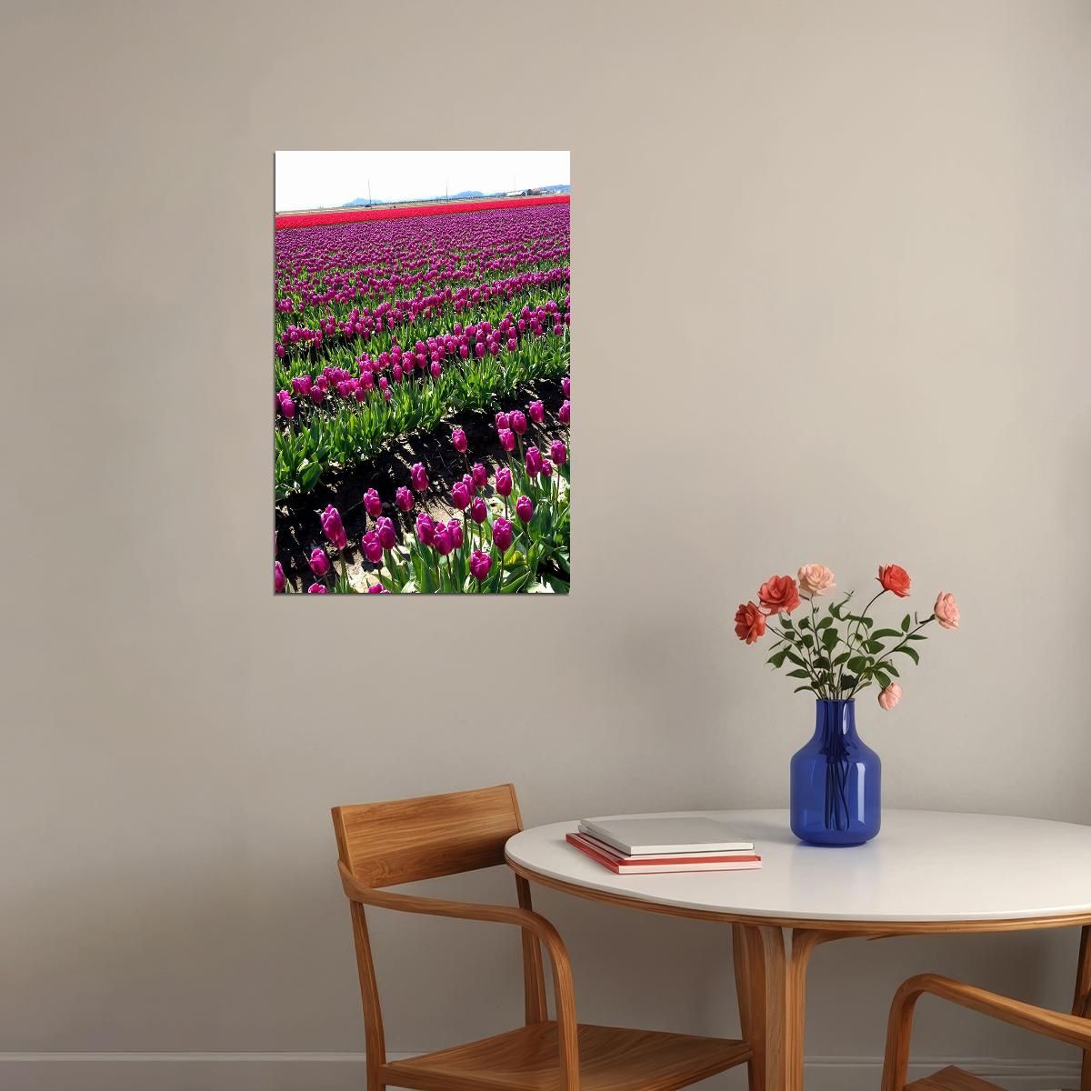 Army Tulip Field And Mount Hood Landscape Poster Wall Art Print Home Wall Decor - xonomax