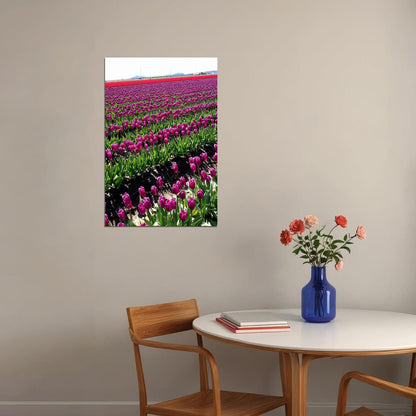 Army Tulip Field And Mount Hood Landscape Poster Wall Art Print Home Wall Decor - xonomax