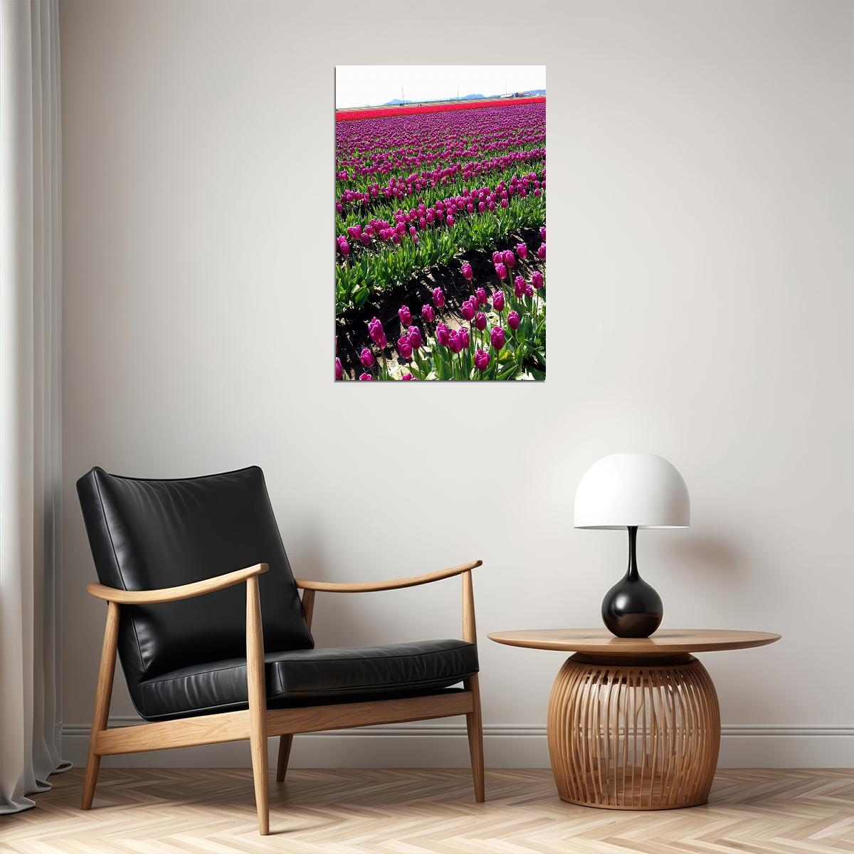 Army Tulip Field And Mount Hood Landscape Poster Wall Art Print Home Wall Decor - xonomax