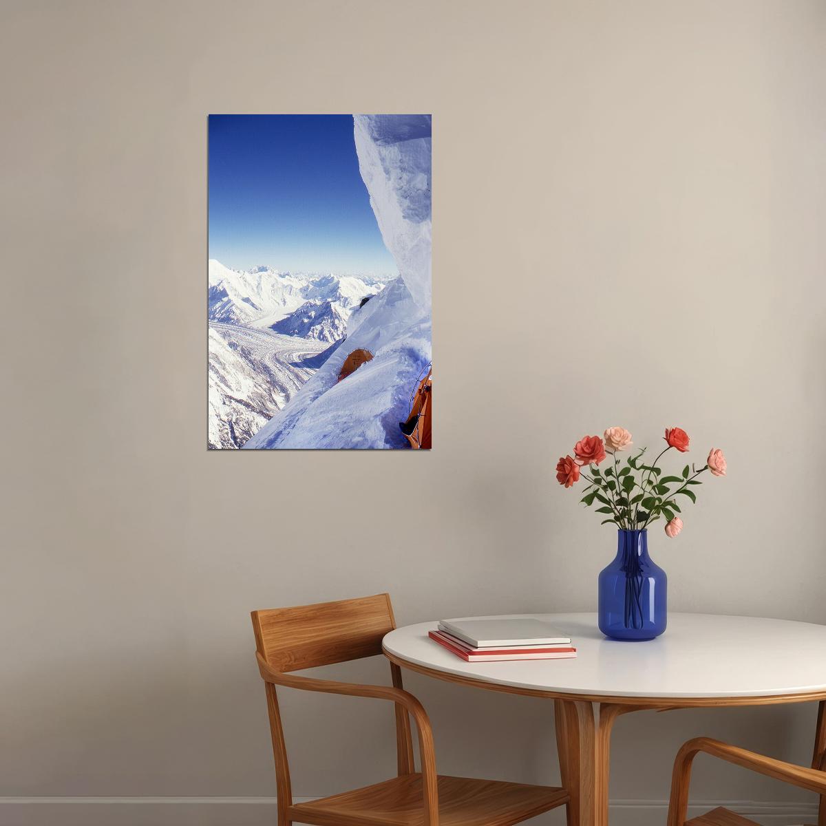 Snowy K2 Expedition In Winter Under The Sky Poster Wall Art Print Home Wall Decor - xonomax