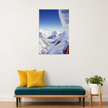 Snowy K2 Expedition In Winter Under The Sky Poster Wall Art Print Home Wall Decor - xonomax