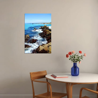 Coastline At Pebble Beach Tourist Area Sea Poster Wall Art Print Home Wall Decor - xonomax